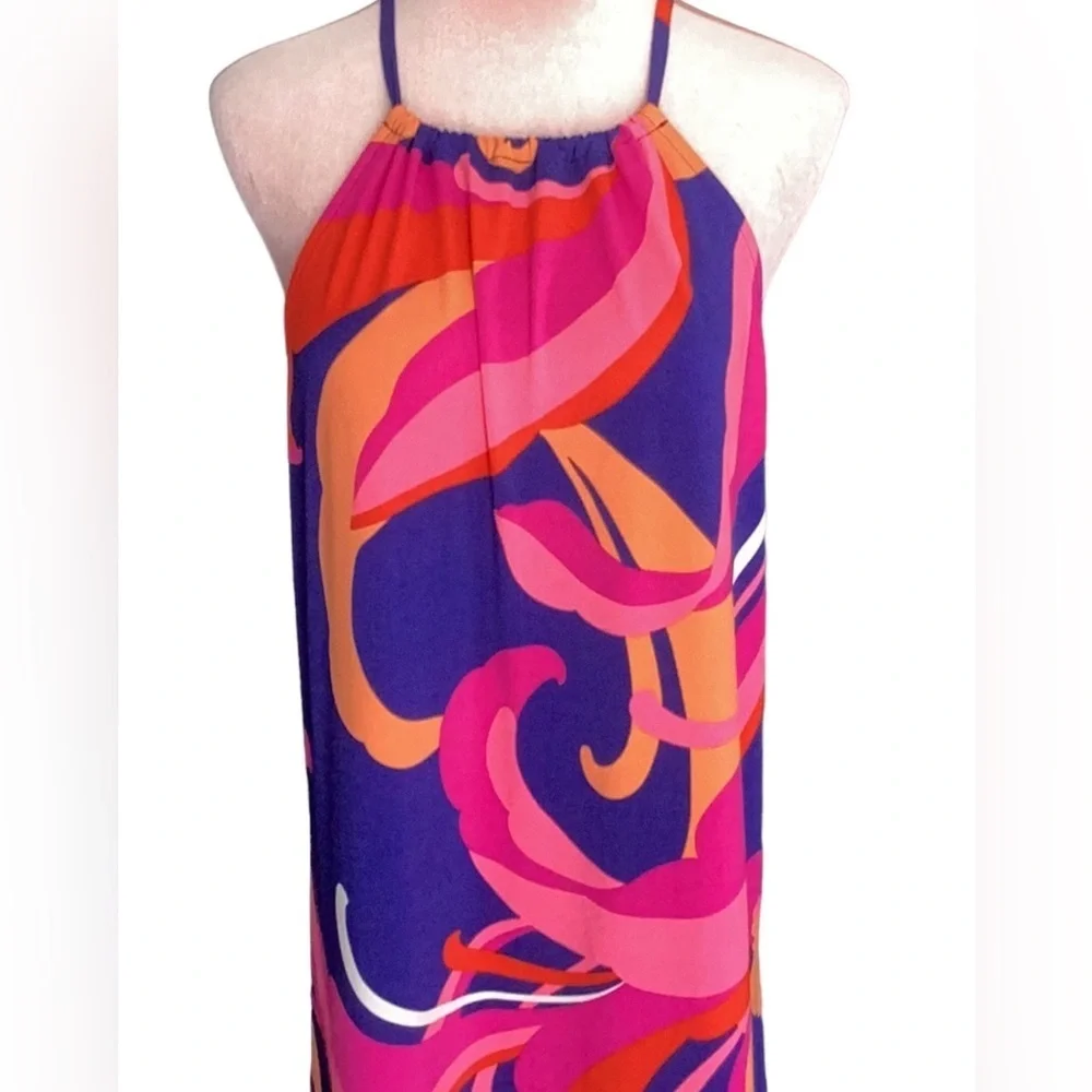 TRINA TURK NWT MILAN SCROLLING FLORAL MAXI DRESS MEDIUM HALTER NECK - Picture 5 of 9